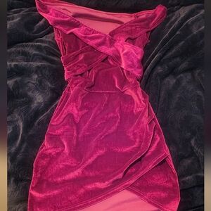 Stretchy Red Velvet Mini Dress